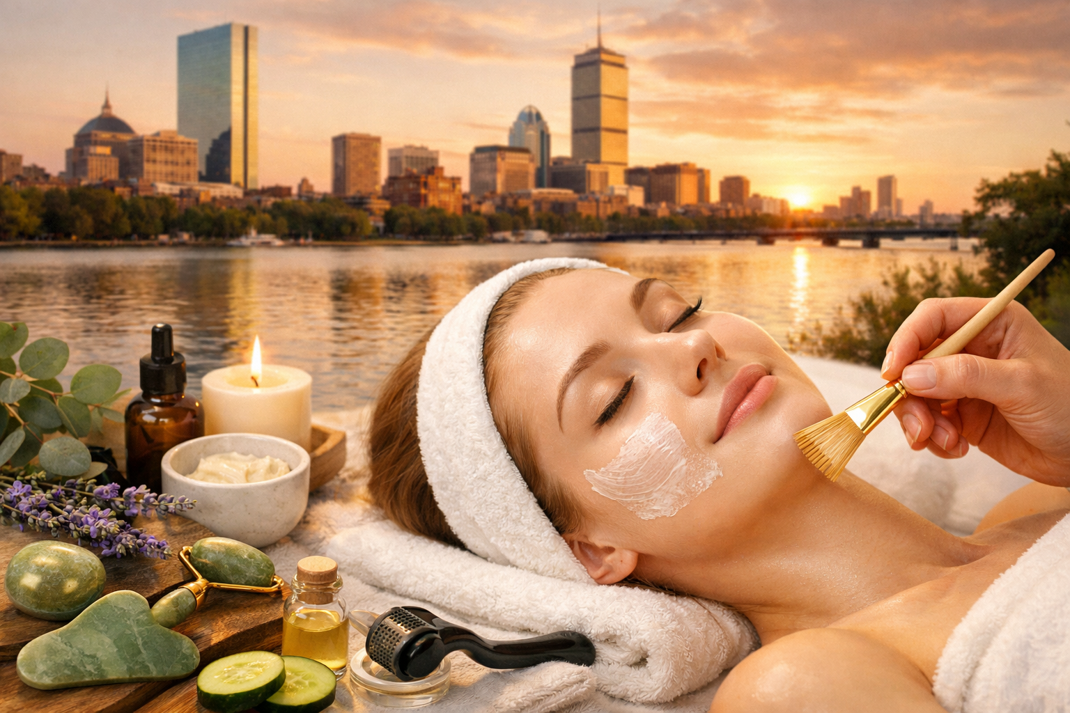 Relaxing facial with a Boston view