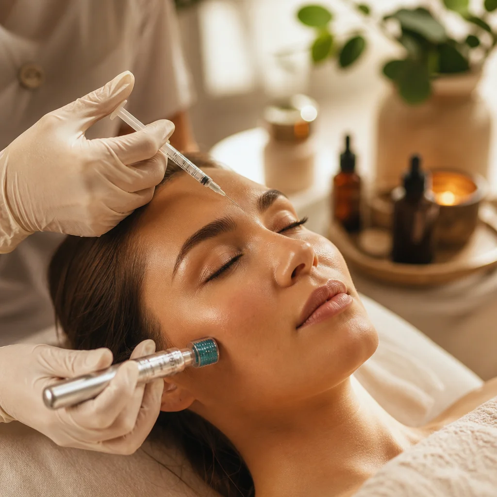 Botox injection and microneedling treatment for facial rejuvenation at WellFit Studio, Boston.