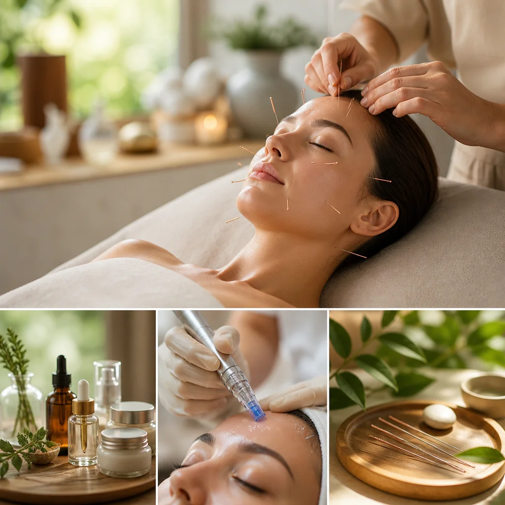 Acupuncture facial treatment and microneedling at WellFit Studio in Boston, integrative aesthetic services for natural-looking