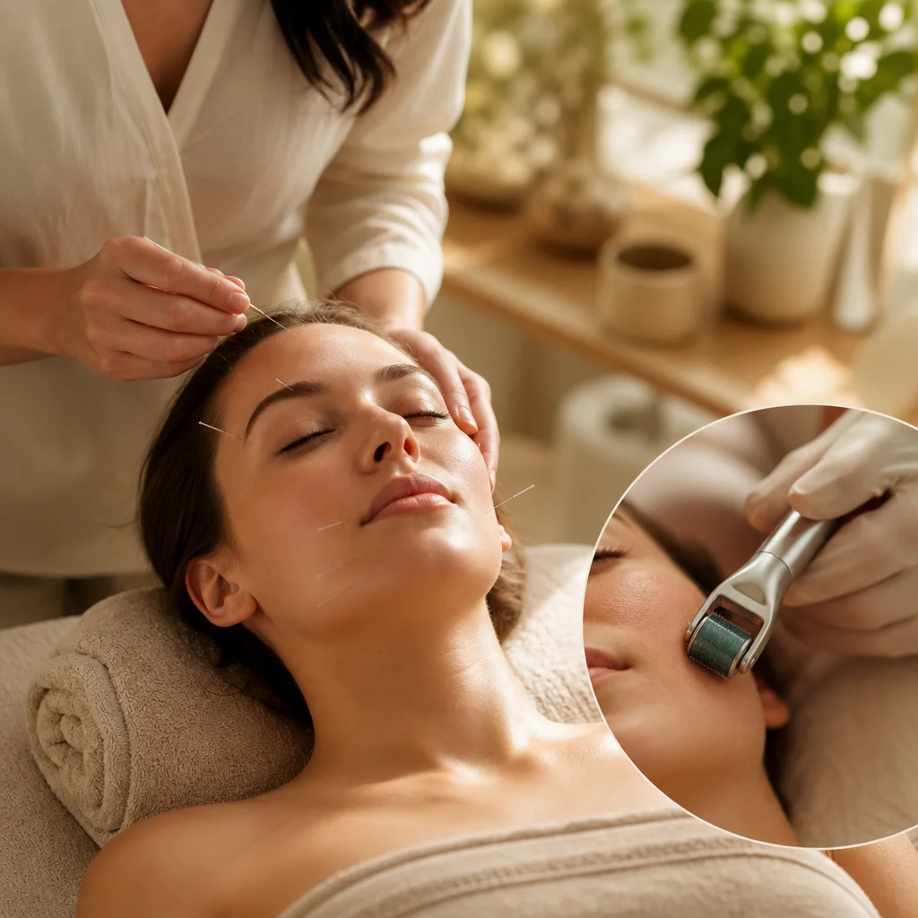 Cosmetic acupuncture and microneedling facial treatment for skin rejuvenation in Boston.