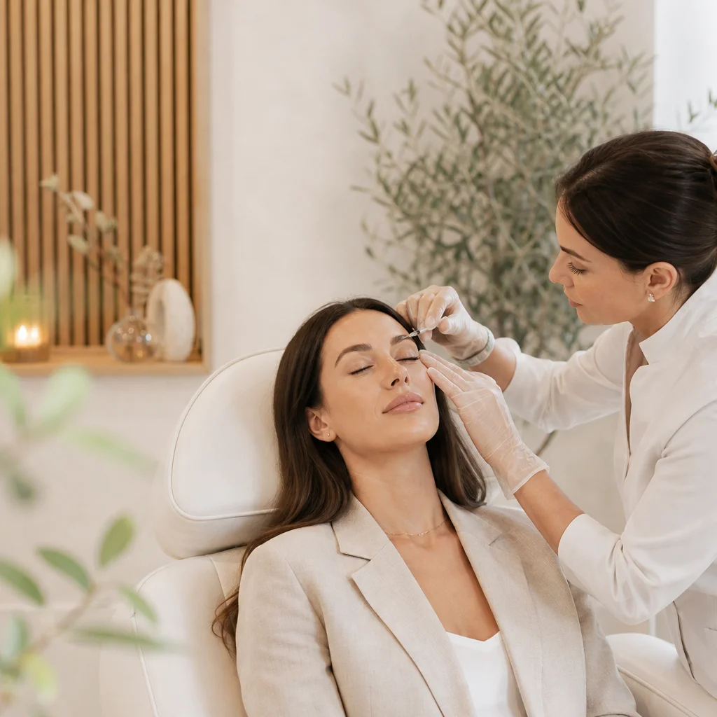 Aesthetic practitioner administering Botox to patient in Boston, preserving natural expression.